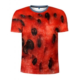 Мужская футболка 3D спортивная с принтом Арбуз 3 в Новосибирске, 100% полиэстер с улучшенными характеристиками | приталенный силуэт, круглая горловина, широкие плечи, сужается к линии бедра | арбуз | еда | косточки | красный | растения | фрукты | ягода