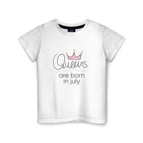 Детская футболка хлопок с принтом Королевы рождаются в июле в Новосибирске, 100% хлопок | круглый вырез горловины, полуприлегающий силуэт, длина до линии бедер | queen july
