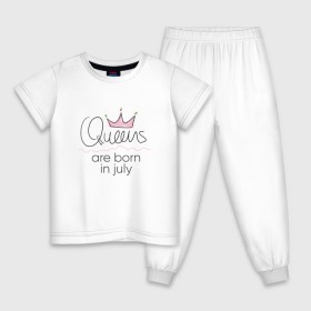 Детская пижама хлопок с принтом Королевы рождаются в июле в Новосибирске, 100% хлопок |  брюки и футболка прямого кроя, без карманов, на брюках мягкая резинка на поясе и по низу штанин
 | Тематика изображения на принте: queen july