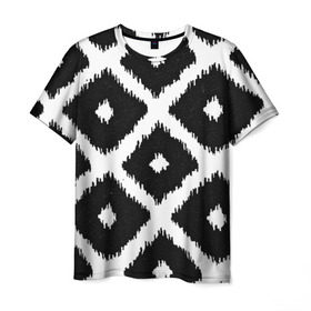 Мужская футболка 3D с принтом Mesh в Новосибирске, 100% полиэфир | прямой крой, круглый вырез горловины, длина до линии бедер | Тематика изображения на принте: 3d | геометрия | другие | картинка | квадрат | краски | круг | линии | полосы | прикольные | рисунок | сетка | текстуры | узор | фигуры | черно белый
