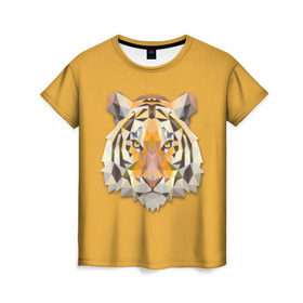 Женская футболка 3D с принтом Тигр в Новосибирске, 100% полиэфир ( синтетическое хлопкоподобное полотно) | прямой крой, круглый вырез горловины, длина до линии бедер | животные | жищники | новинки | подарок | популярное | яркие