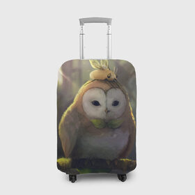 Чехол для чемодана 3D с принтом Волшебная Сова в Новосибирске, 86% полиэфир, 14% спандекс | двустороннее нанесение принта, прорези для ручек и колес | owl | мудрость | птица | сова | филин
