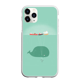 Чехол для iPhone 11 Pro матовый с принтом Кит с корабликами в Новосибирске, Силикон |  | Тематика изображения на принте: кит | корабли | лодки | море | океан | шарики | якорь | якоря