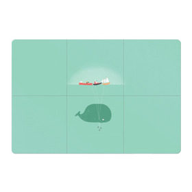 Магнитный плакат 3Х2 с принтом Кит с корабликами в Новосибирске, Полимерный материал с магнитным слоем | 6 деталей размером 9*9 см | Тематика изображения на принте: кит | корабли | лодки | море | океан | шарики | якорь | якоря