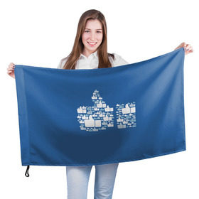 Флаг 3D с принтом Лайк в Новосибирске, 100% полиэстер | плотность ткани — 95 г/м2, размер — 67 х 109 см. Принт наносится с одной стороны | белый | вверх | лайк | лучшее | мне нравится | новинки | палец | популярное | рука | синий | цвет