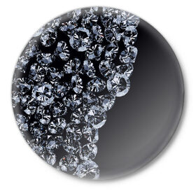 Значок с принтом Алмазы в Новосибирске,  металл | круглая форма, металлическая застежка в виде булавки | Тематика изображения на принте: алмаз | алмаз для резки стекла | бриллиант | бубны | диамант | прикольные | ромб