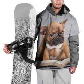 Накидка на куртку 3D с принтом Читает в Новосибирске, 100% полиэстер |  | dog | мопс | пес | собака