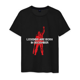 Мужская футболка хлопок с принтом Легенды рождаются в декабре в Новосибирске, 100% хлопок | прямой крой, круглый вырез горловины, длина до линии бедер, слегка спущенное плечо. | легенда декабрь