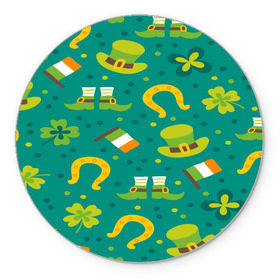 Коврик круглый с принтом День святого Патрика в Новосибирске, резина и полиэстер | круглая форма, изображение наносится на всю лицевую часть | зеленая | ирландия