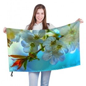 Флаг 3D с принтом Цветочки на дереве в Новосибирске, 100% полиэстер | плотность ткани — 95 г/м2, размер — 67 х 109 см. Принт наносится с одной стороны | 3d | flower | весна | другие | красивые цветы | лето | поле | полевой цветок | прикольные | природа | текстуры | цветочки | цветы