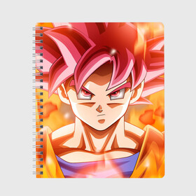 Тетрадь с принтом Dragon ball super goku в Новосибирске, 100% бумага | 48 листов, плотность листов — 60 г/м2, плотность картонной обложки — 250 г/м2. Листы скреплены сбоку удобной пружинной спиралью. Уголки страниц и обложки скругленные. Цвет линий — светло-серый
 | dragon ball | super goku