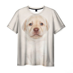 Мужская футболка 3D с принтом Лабрадор в Новосибирске, 100% полиэфир | прямой крой, круглый вырез горловины, длина до линии бедер | dog | labrador | puppy | порода | собака | собачка | щенок
