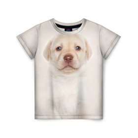 Детская футболка 3D с принтом Лабрадор в Новосибирске, 100% гипоаллергенный полиэфир | прямой крой, круглый вырез горловины, длина до линии бедер, чуть спущенное плечо, ткань немного тянется | dog | labrador | puppy | порода | собака | собачка | щенок