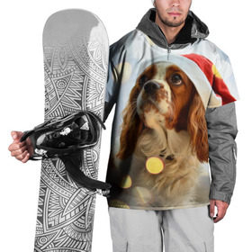 Накидка на куртку 3D с принтом Рождество в Новосибирске, 100% полиэстер |  | Тематика изображения на принте: dog | кавалер кинг чарльз спаниель | новый год | пес | рождество | собака