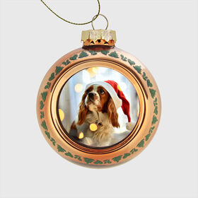 Стеклянный ёлочный шар с принтом Рождество в Новосибирске, Стекло | Диаметр: 80 мм | Тематика изображения на принте: dog | кавалер кинг чарльз спаниель | новый год | пес | рождество | собака
