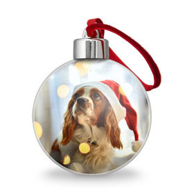 Ёлочный шар с принтом Рождество в Новосибирске, Пластик | Диаметр: 77 мм | dog | кавалер кинг чарльз спаниель | новый год | пес | рождество | собака