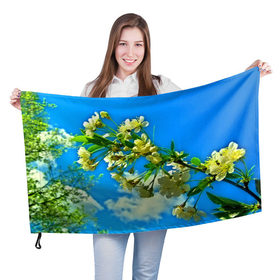 Флаг 3D с принтом Вишня в Новосибирске, 100% полиэстер | плотность ткани — 95 г/м2, размер — 67 х 109 см. Принт наносится с одной стороны | 3d | весна | другие | красивые цветы | лето | поле | полевой цветок | прикольные | природа | текстуры | цветочки | цветы