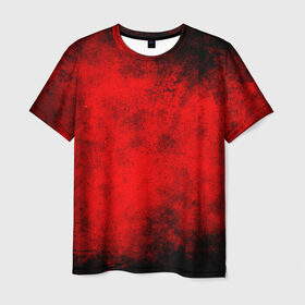 Мужская футболка 3D с принтом Grunge red в Новосибирске, 100% полиэфир | прямой крой, круглый вырез горловины, длина до линии бедер | watercolor | абстракция красок | акварель | брызги красок | живопись | краска | потертость красок