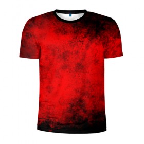 Мужская футболка 3D спортивная с принтом Grunge red в Новосибирске, 100% полиэстер с улучшенными характеристиками | приталенный силуэт, круглая горловина, широкие плечи, сужается к линии бедра | watercolor | абстракция красок | акварель | брызги красок | живопись | краска | потертость красок