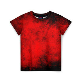 Детская футболка 3D с принтом Grunge red в Новосибирске, 100% гипоаллергенный полиэфир | прямой крой, круглый вырез горловины, длина до линии бедер, чуть спущенное плечо, ткань немного тянется | watercolor | абстракция красок | акварель | брызги красок | живопись | краска | потертость красок