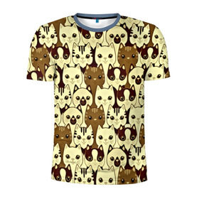 Мужская футболка 3D спортивная с принтом Коты бомбинг в Новосибирске, 100% полиэстер с улучшенными характеристиками | приталенный силуэт, круглая горловина, широкие плечи, сужается к линии бедра | Тематика изображения на принте: 3d | животные | коты | котэ | котята | милые животные | прикольные | цветные | яркие