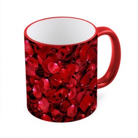 Кружка 3D с принтом Лепестки красных роз в Новосибирске, керамика | ёмкость 330 мл | красный | лепестки | природа | растения | розы | текстура | цветы