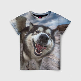 Детская футболка 3D с принтом Smile в Новосибирске, 100% гипоаллергенный полиэфир | прямой крой, круглый вырез горловины, длина до линии бедер, чуть спущенное плечо, ткань немного тянется | dog | лабрадор | мопс | пес | собака | такса | хаски | щеночек