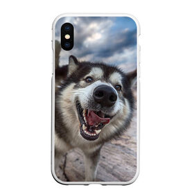 Чехол для iPhone XS Max матовый с принтом Smile в Новосибирске, Силикон | Область печати: задняя сторона чехла, без боковых панелей | dog | лабрадор | мопс | пес | собака | такса | хаски | щеночек