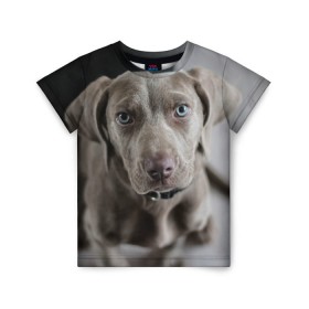 Детская футболка 3D с принтом Puppy в Новосибирске, 100% гипоаллергенный полиэфир | прямой крой, круглый вырез горловины, длина до линии бедер, чуть спущенное плечо, ткань немного тянется | dog | веймаранер | пес | собака | щеночек