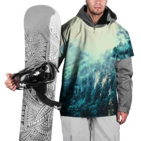 Накидка на куртку 3D с принтом Туманный лес в Новосибирске, 100% полиэстер |  | 3d | горы | деревья | другие | лес | лето | пейзаж | прикольные | природа | туман | холм | цветные | яркие