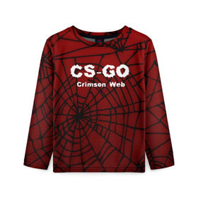 Детский лонгслив 3D с принтом CS:GO Crimson Web в Новосибирске, 100% полиэстер | длинные рукава, круглый вырез горловины, полуприлегающий силуэт
 | Тематика изображения на принте: 3d | awp | counter strike | crimson web | game | skin | авп | игры | линии | прикольные | скин | текстуры