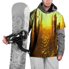 Накидка на куртку 3D с принтом deus ex в Новосибирске, 100% полиэстер |  | 3d | adam jensen | deus ex | game | human revolution | video | город | прикольные