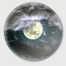 Значок с принтом Луна в Новосибирске,  металл | круглая форма, металлическая застежка в виде булавки | 