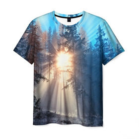 Мужская футболка 3D с принтом Woodland в Новосибирске, 100% полиэфир | прямой крой, круглый вырез горловины, длина до линии бедер | деревья | лес | пейзаж