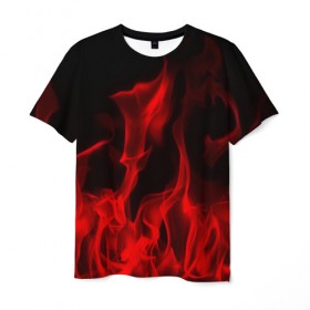 Мужская футболка 3D с принтом Красный огонь в Новосибирске, 100% полиэфир | прямой крой, круглый вырез горловины, длина до линии бедер | пожар | цветной