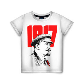 Детская футболка 3D с принтом Ленин в Новосибирске, 100% гипоаллергенный полиэфир | прямой крой, круглый вырез горловины, длина до линии бедер, чуть спущенное плечо, ткань немного тянется | 1917 | 2017 | lenin | владимир | ильич | ленин | о.м.с.к | революция | социализм | ссср