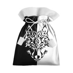 Подарочный 3D мешок с принтом Двуликий волк в Новосибирске, 100% полиэстер | Размер: 29*39 см | Тематика изображения на принте: монохромный | тату | черно белый