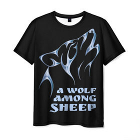 Мужская футболка 3D с принтом Волк среди овец в Новосибирске, 100% полиэфир | прямой крой, круглый вырез горловины, длина до линии бедер | wolf among sheep | татуировка | хищник