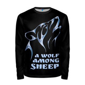 Мужской лонгслив 3D с принтом Волк среди овец в Новосибирске, 100% полиэстер | длинные рукава, круглый вырез горловины, полуприлегающий силуэт | wolf among sheep | татуировка | хищник