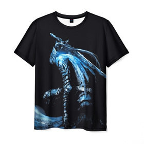 Мужская футболка 3D с принтом Dark Souls в Новосибирске, 100% полиэфир | прямой крой, круглый вырез горловины, длина до линии бедер | dark souls | praise the sun | you died | дарк соулс | темные души