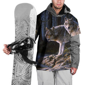 Накидка на куртку 3D с принтом Волки, картина маслом в Новосибирске, 100% полиэстер |  | аука | бирюк | волк | волчара | волчица | волчок | глаза | животное | животные | зверь | зеленые | койот | лес | млекопитающее | природа | санитар леса | серый | уши | фауна | хищник | черный | шакал
