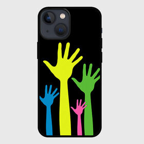 Чехол для iPhone 13 mini с принтом Руки вверх в Новосибирске,  |  | светящиеся | флуоресцентный | флюр | флюровый