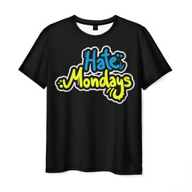 Мужская футболка 3D с принтом Ненавижу понедельники! в Новосибирске, 100% полиэфир | прямой крой, круглый вырез горловины, длина до линии бедер | hate monday | светящиеся | флуоресцентный | флюр | флюровый
