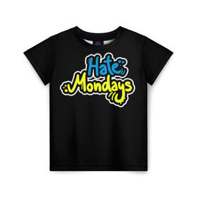 Детская футболка 3D с принтом Ненавижу понедельники! в Новосибирске, 100% гипоаллергенный полиэфир | прямой крой, круглый вырез горловины, длина до линии бедер, чуть спущенное плечо, ткань немного тянется | hate monday | светящиеся | флуоресцентный | флюр | флюровый