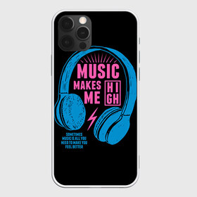 Чехол для iPhone 12 Pro Max с принтом Музыка делает меня лучше в Новосибирске, Силикон |  | music | наушники | светящиеся | флуоресцентный | флюр | флюровый