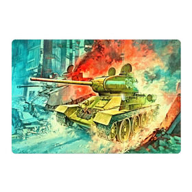 Магнитный плакат 3Х2 с принтом Tank в Новосибирске, Полимерный материал с магнитным слоем | 6 деталей размером 9*9 см | 3d | 9 мая | другие | живопись | картинка | огонь | победа | праздник | прикольные | природа | рисунок | танк | яркие