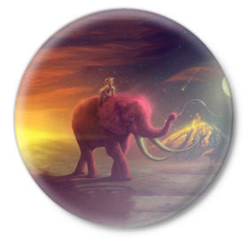 Значок с принтом Индия в Новосибирске,  металл | круглая форма, металлическая застежка в виде булавки | elephant | hipster | индия | йога | слон | хипстер