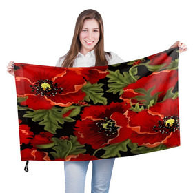 Флаг 3D с принтом Цветение мака в Новосибирске, 100% полиэстер | плотность ткани — 95 г/м2, размер — 67 х 109 см. Принт наносится с одной стороны | flower | красные | полевой цветок | природа | розы | текстуры | цветочки | цветы