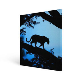 Холст квадратный с принтом Чёрная пантера в Новосибирске, 100% ПВХ |  | Тематика изображения на принте: африка | вечер | дерево | дикая кошка | закат | леопард | сафари | ягуар