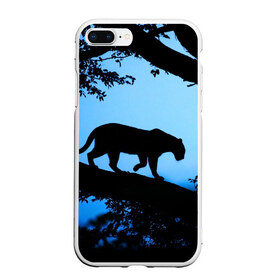 Чехол для iPhone 7Plus/8 Plus матовый с принтом Чёрная пантера в Новосибирске, Силикон | Область печати: задняя сторона чехла, без боковых панелей | африка | вечер | дерево | дикая кошка | закат | леопард | сафари | ягуар